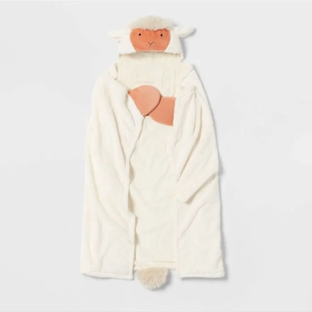 Nwt Pillowfort Kid's Boy Girl Easter/ Christmas Sheep Hooded Blanket One Size
